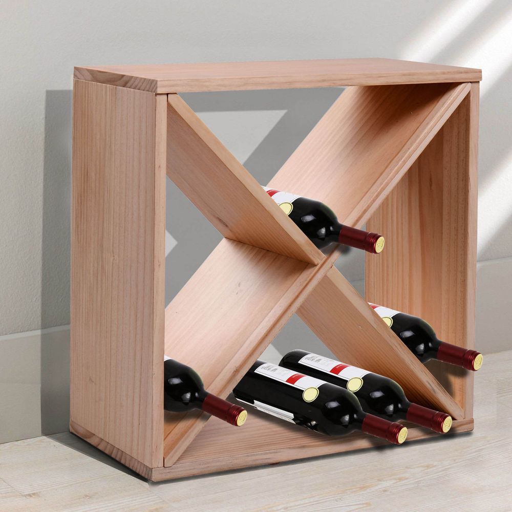 Natural Wine Rack 4 Sections Homcom - Bookcase from HOMCOM