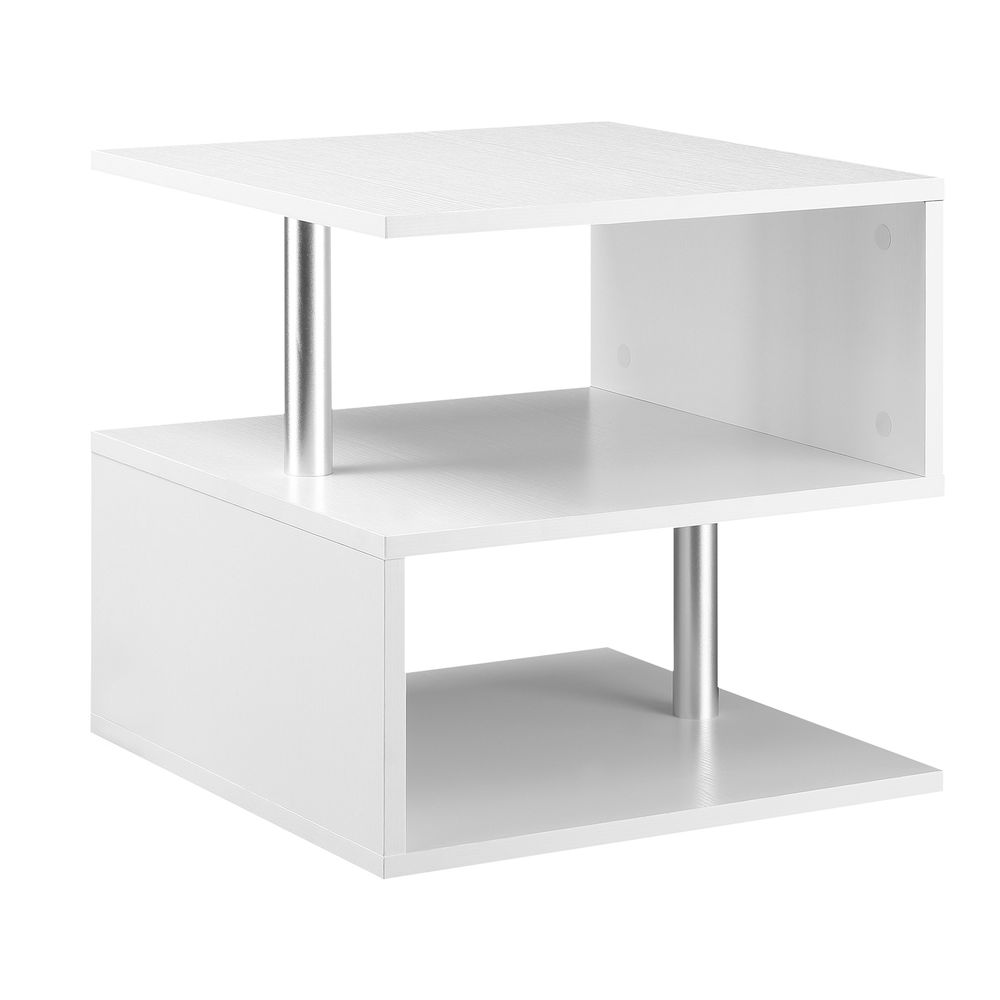 Side Table 2 Tier Storage Shef Organizer Bookcase End Desk Stand Display White - Bookcase from HOMCOM