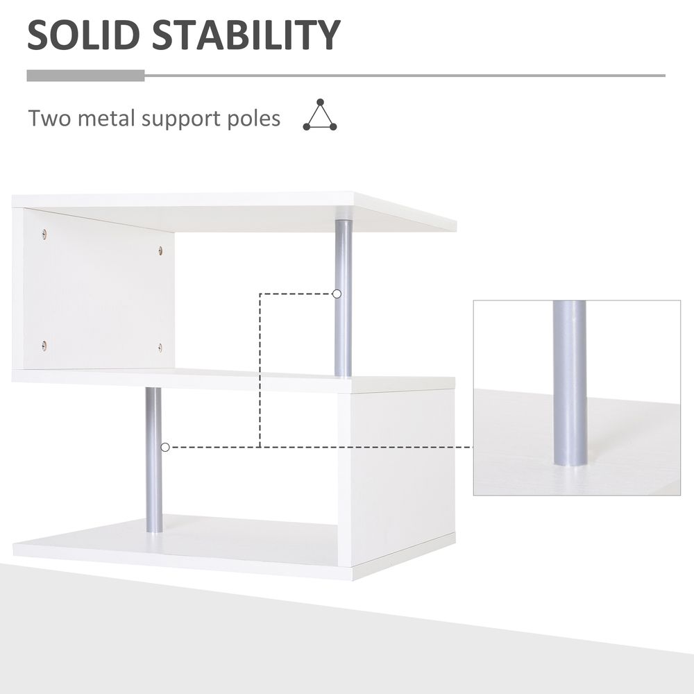 Side Table 2 Tier Storage Shef Organizer Bookcase End Desk Stand Display White - Bookcase from HOMCOM