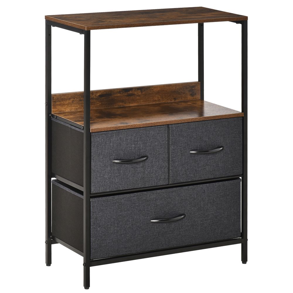 3 Drawer Storage Chest Unit Home w/ Shelves Home Living Bedroom Black Homcom - Chest of Drawers from HOMCOM