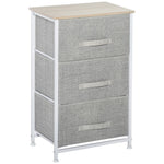 3-Tier Homcom Linen Drawer Cabinet Organizer Adjustable White, Oak and Light Grey - Chest of Drawers from HOMCOM