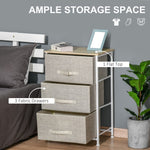 3-Tier Homcom Linen Drawer Cabinet Organizer Adjustable White, Oak and Light Grey - Chest of Drawers from HOMCOM