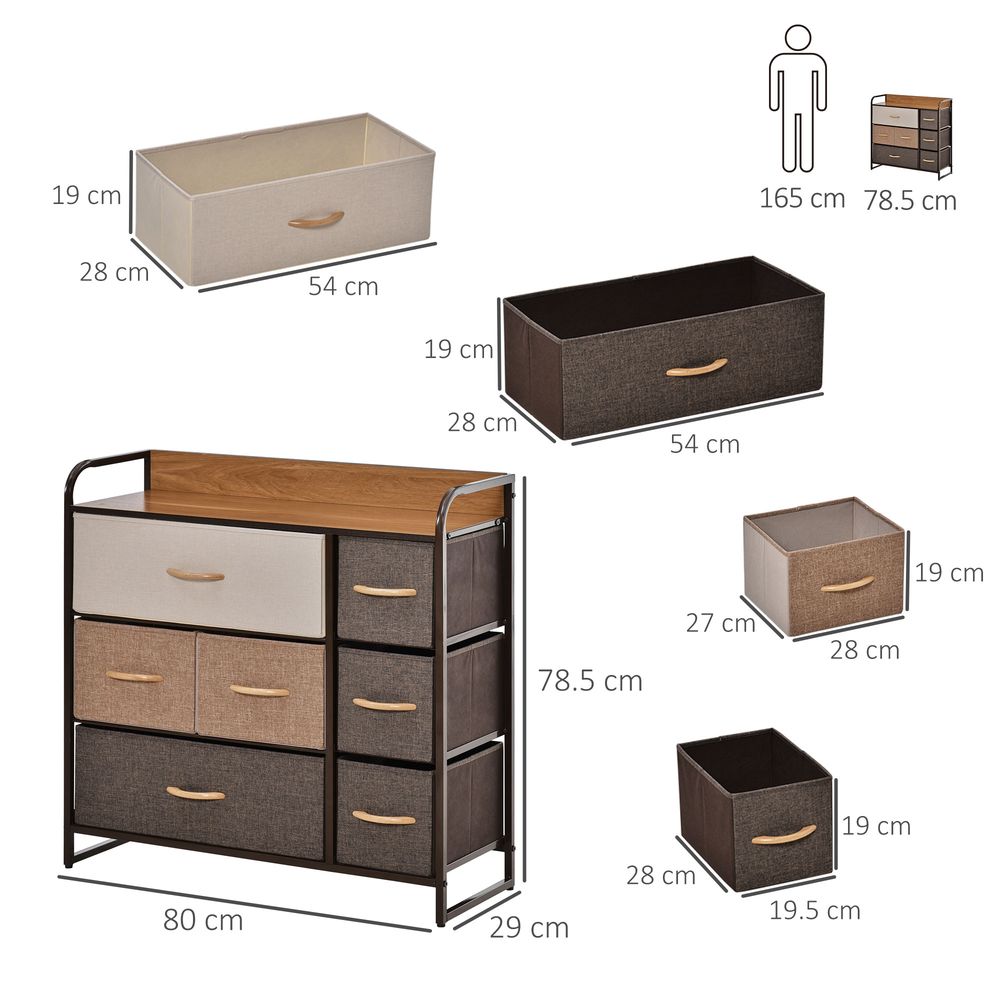 7-Drawer Dresser, Fabric Chest of Drawers, Storage Organizer - Chest of Drawers from HOMCOM