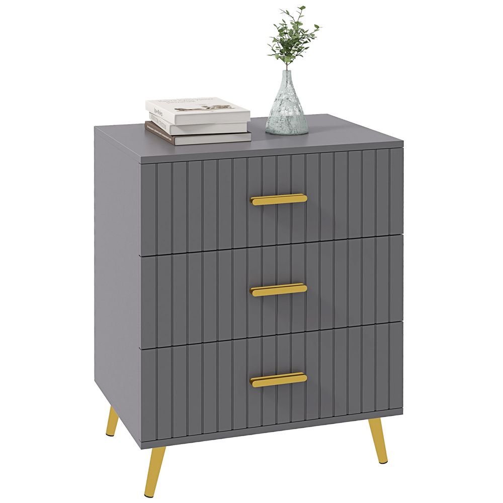 Bedroom Chest of Drawers, 3-Drawer Dresser with Aluminium Legs Homcom - Chest of Drawers from HOMCOM