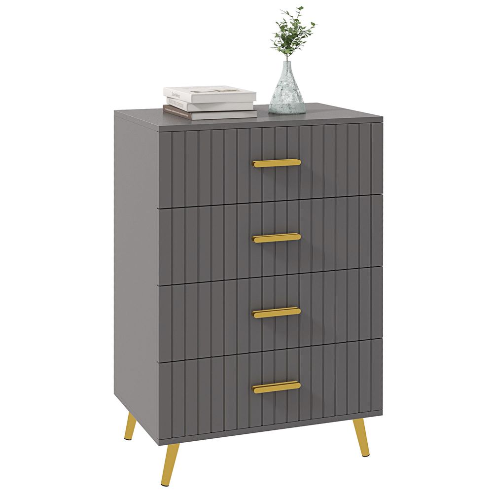 Bedroom Chest of Drawers, 4-Drawer Dresser with Aluminium Legs Homcom - Chest of Drawers from HOMCOM
