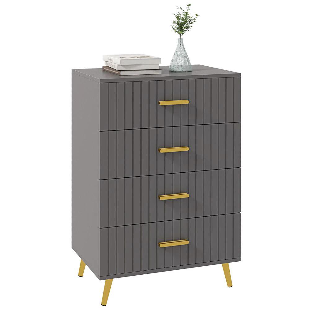 Bedroom Chest of Drawers, 4-Drawer Dresser with Aluminium Legs Homcom by HOMCOM