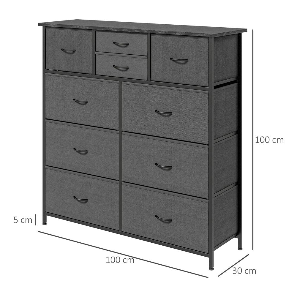Bedroom Chest of Drawers Fabric Dresser w/ Foldable Drawers Black Homcom - Chest of Drawers from HOMCOM