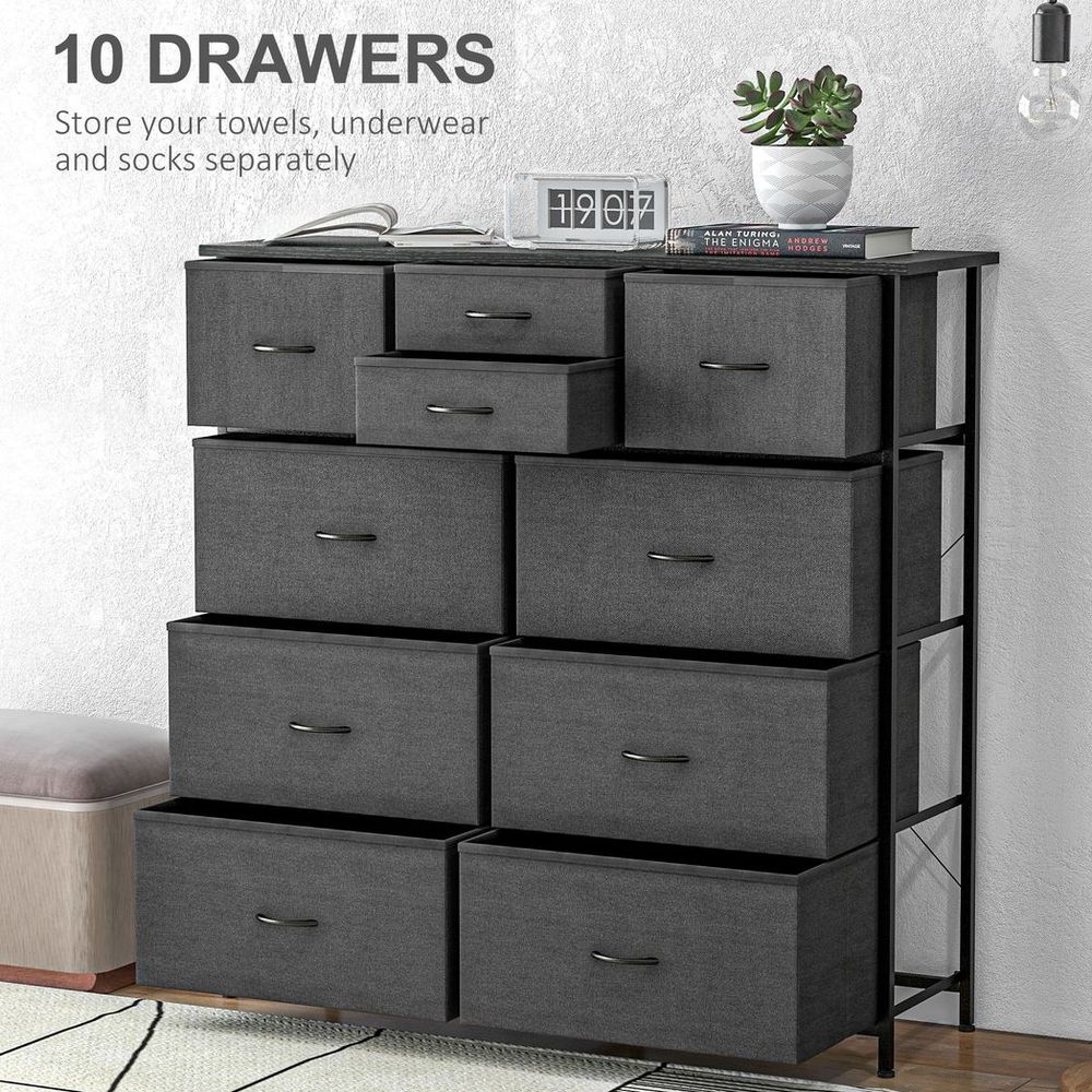 Bedroom Chest of Drawers Fabric Dresser w/ Foldable Drawers Black Homcom - Chest of Drawers from HOMCOM