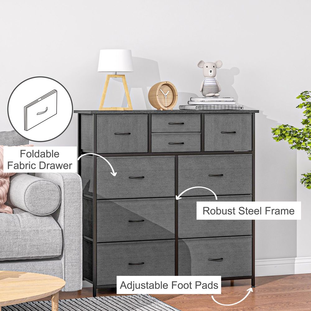 Bedroom Chest of Drawers Fabric Dresser w/ Foldable Drawers Black Homcom - Chest of Drawers from HOMCOM