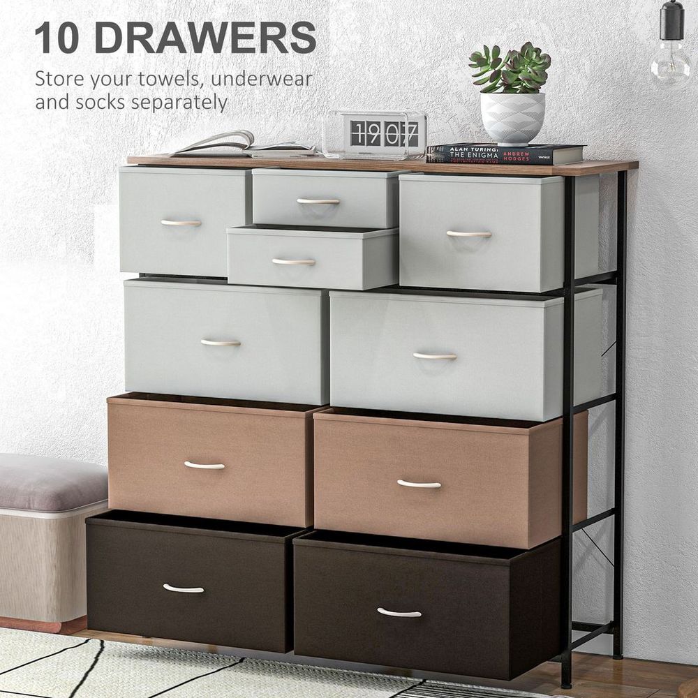 Bedroom Chest of Drawers Fabric Dresser w/ Foldable Drawers Multicolour Homcom - Chest of Drawers from HOMCOM