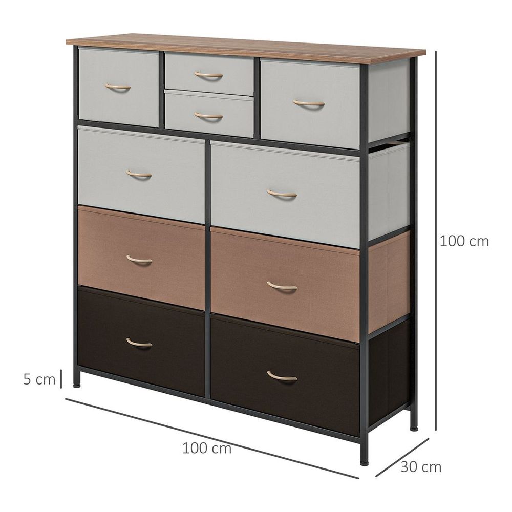 Bedroom Chest of Drawers Fabric Dresser w/ Foldable Drawers Multicolour Homcom - Chest of Drawers from HOMCOM