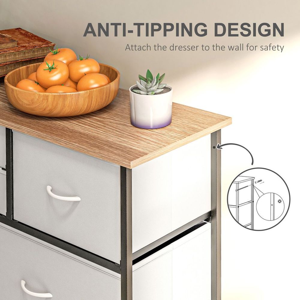 Bedroom Chest of Drawers Fabric Dresser w/ Foldable Drawers Multicolour Homcom - Chest of Drawers from HOMCOM