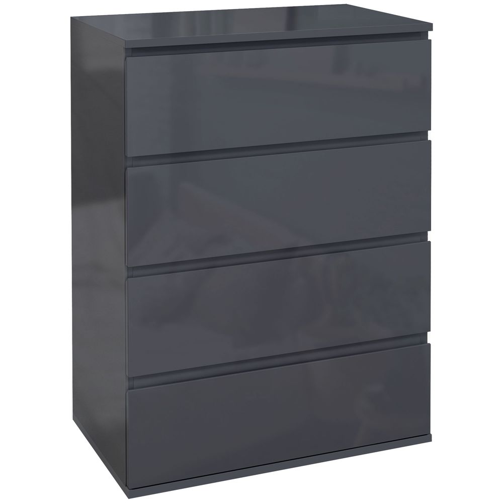 Bedroom Chest of Drawers, High Gloss 4 Drawers Dresser, Drawer Unit - Chest of Drawers from HOMCOM