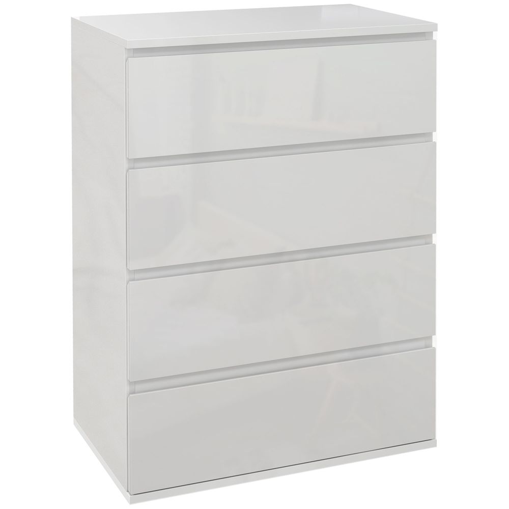 Bedroom Chest of Drawers, High Gloss 4 Drawers Dresser, Drawer Unit - Chest of Drawers from HOMCOM