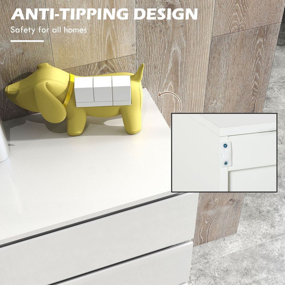 Bedroom Chest of Drawers, High Gloss 4 Drawers Dresser, Drawer Unit - Chest of Drawers from HOMCOM