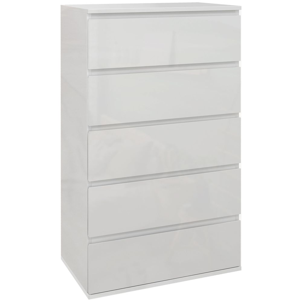 Bedroom Chest of Drawers, High Gloss 5 Drawers Dresser, Drawer Unit - Chest of Drawers from HOMCOM