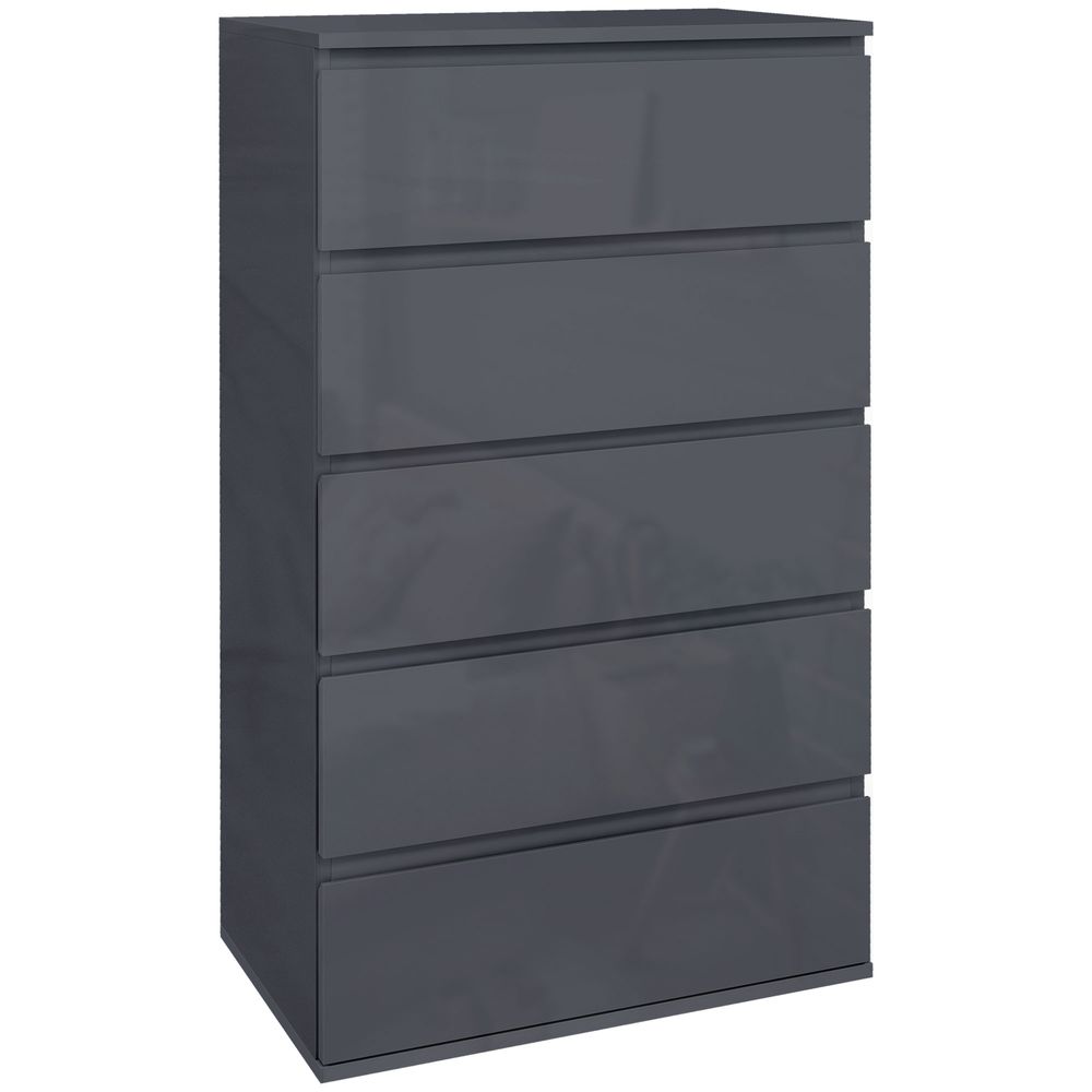 Bedroom Chest of Drawers, High Gloss 5 Drawers Dresser, Drawer Unit - Chest of Drawers from HOMCOM