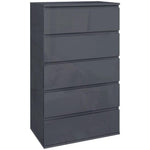 Bedroom Chest of Drawers, High Gloss 5 Drawers Dresser, Drawer Unit by HOMCOM