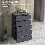 Bedroom Chest of Drawers, High Gloss 5 Drawers Dresser, Drawer Unit by HOMCOM