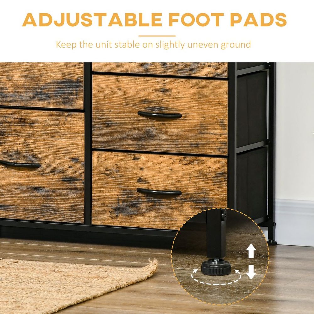 Bedroom Chest of Drawers with 5 Fabric Drawers, Open Shelf, Rustic Brown Homcom - Chest of Drawers from HOMCOM