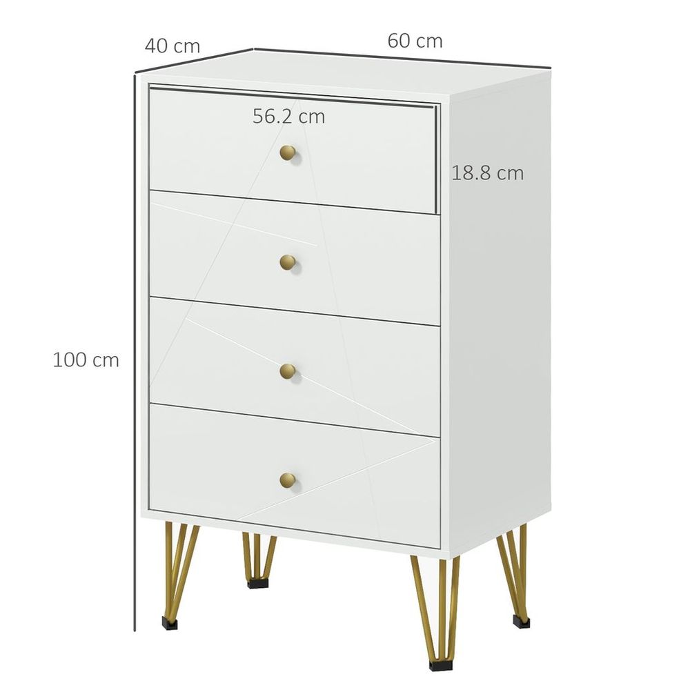 Chest of Drawers, 4 Drawers Dresser Storage Organiser for Bedroom - Chest of Drawers from HOMCOM