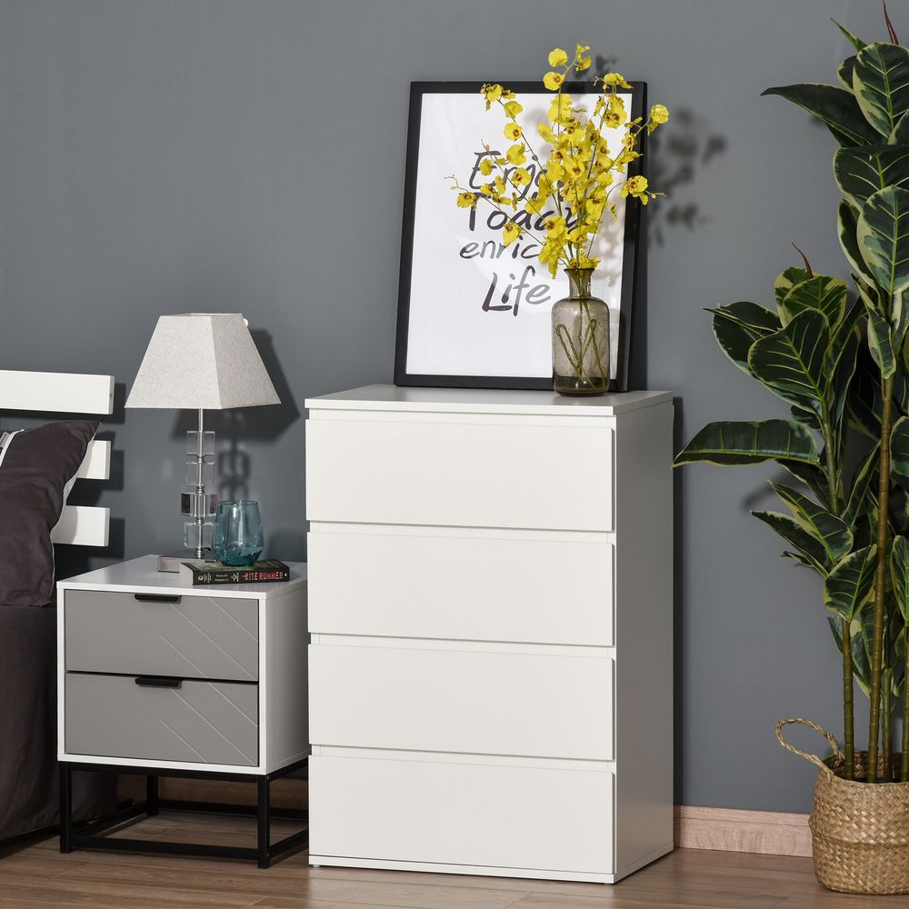 Chest of Drawers, 4 Drawers White - Chest of Drawers from HOMCOM