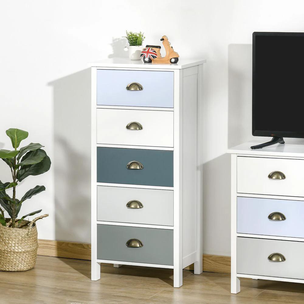 Chest of Drawers, 5-Drawer Dresser with Metal Handle by HOMCOM