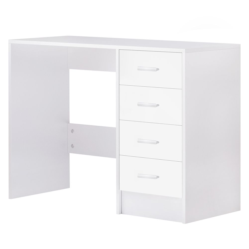High Gloss 4 Drawers Table Vanity Dressing Drawer Computer PC Study White - Chest of Drawers from HOMCOM