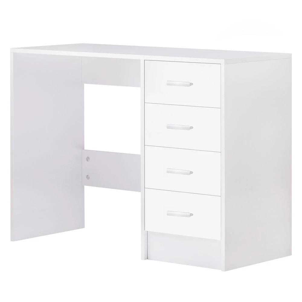 HOMCOM High Gloss 4 Drawers Table Vanity Dressing Drawer Computer PC Study White - Chest of Drawers