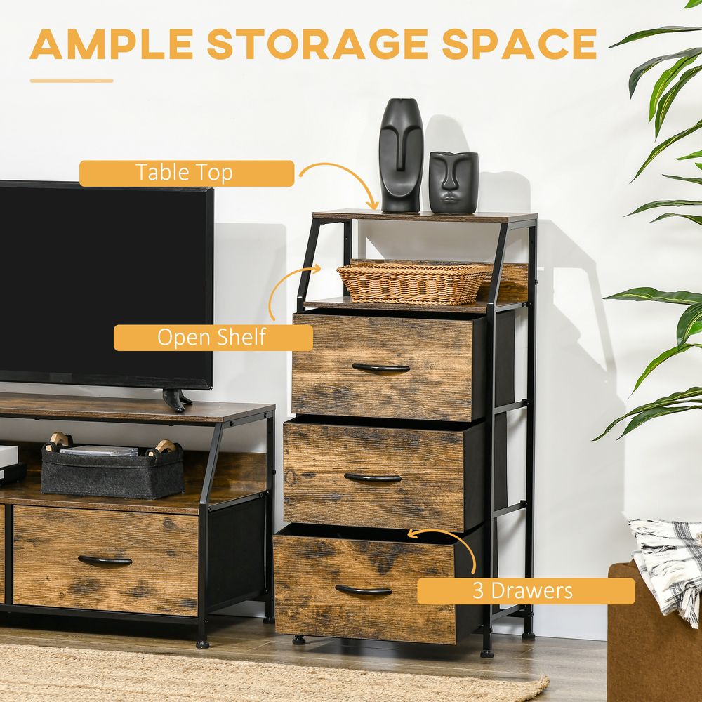 Industrial 3 Drawers Storage Cabinet w/ Display Shelves for Living Room Homcom - Chest of Drawers from HOMCOM