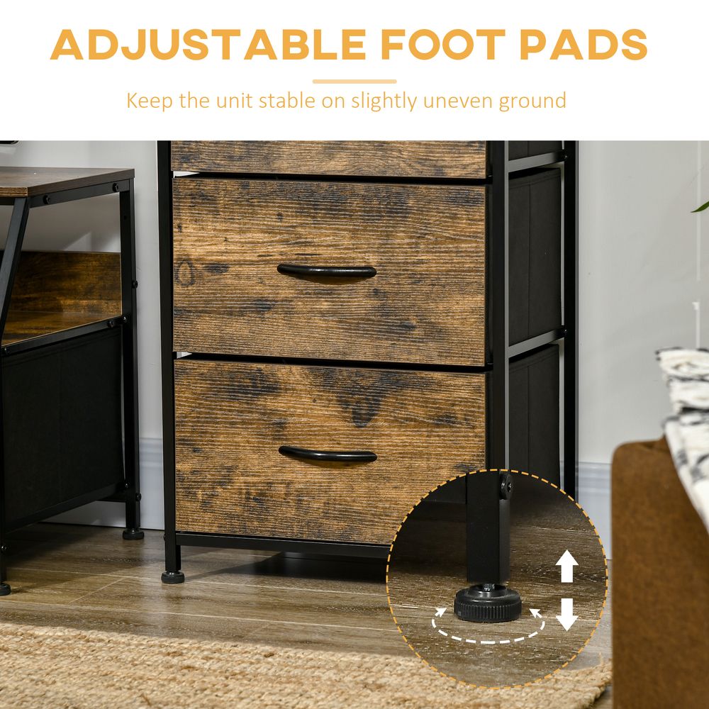 Industrial 3 Drawers Storage Cabinet w/ Display Shelves for Living Room Homcom - Chest of Drawers from HOMCOM