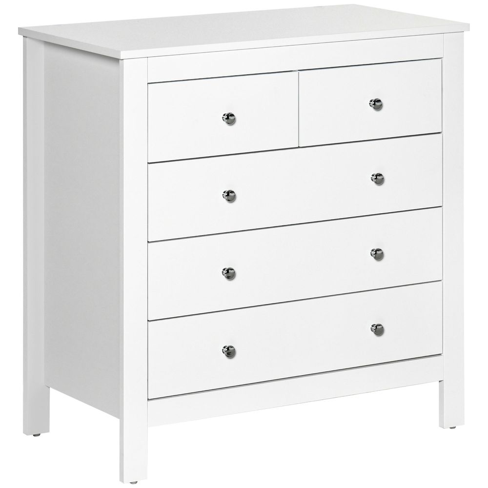 Modern Chest of Drawers, 5 Drawer Storage Cabinet White - Chest of Drawers from HOMCOM