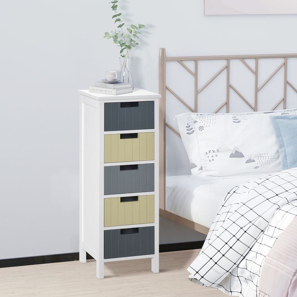 Simple Chest of 5 Drawers Storage Cabinet for Dining & Living Room - Chest of Drawers from HOMCOM