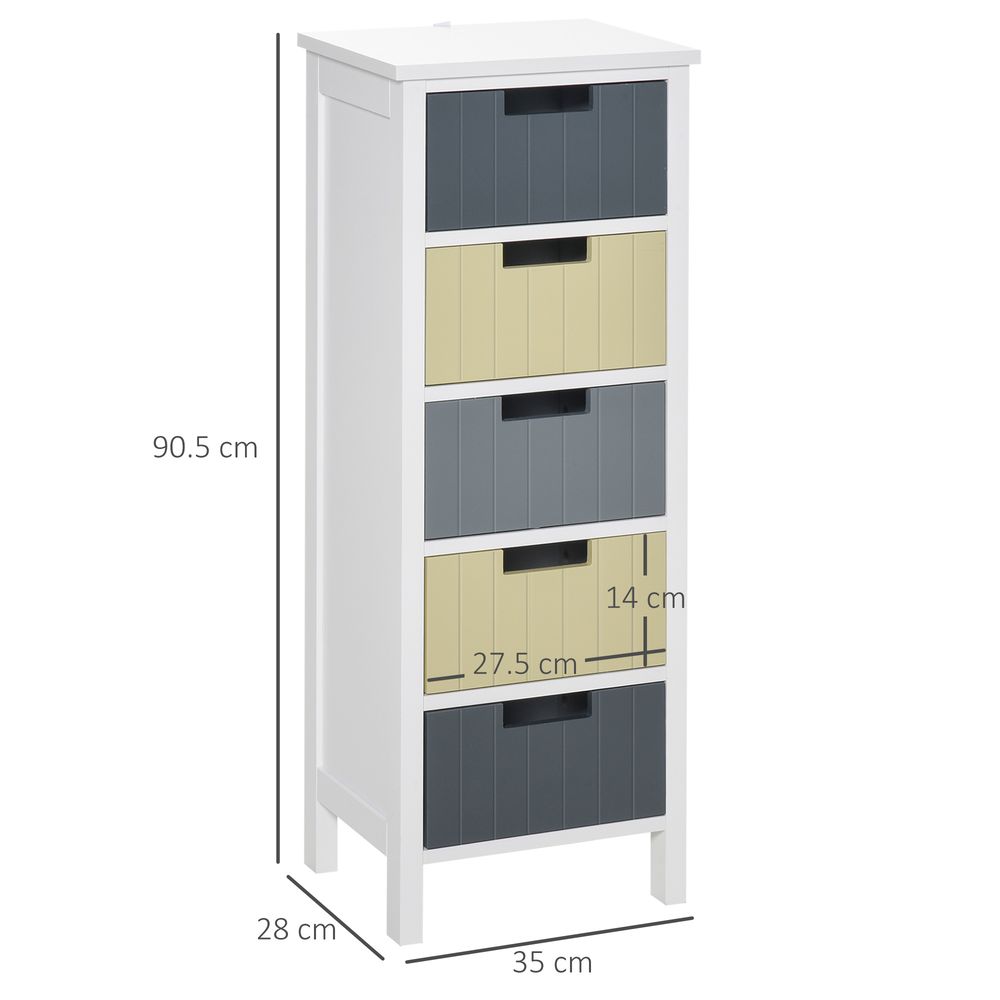 Simple Chest of 5 Drawers Storage Cabinet for Dining & Living Room - Chest of Drawers from HOMCOM