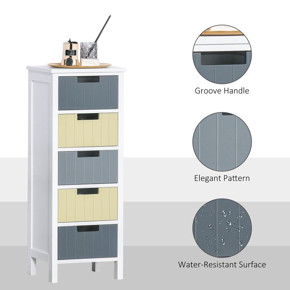 Simple Chest of 5 Drawers Storage Cabinet for Dining & Living Room - Chest of Drawers from HOMCOM