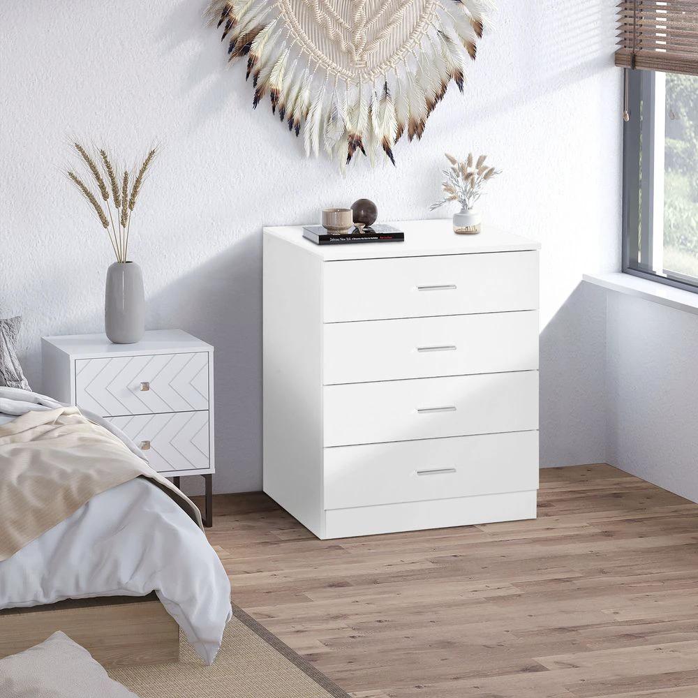 Storage Cabinet Vertical Drawer Chest of 4 w/ Metal Rails Anti-Tip by HOMCOM
