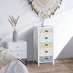 Storage Chest Unit Dresser 5 Drawer Retro Style Wood White Entryway by HOMCOM