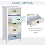 Storage Chest Unit Dresser 5 Drawer Retro Style Wood White Entryway by HOMCOM