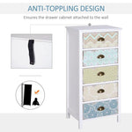 Storage Chest Unit Dresser 5 Drawer Retro Style Wood White Entryway by HOMCOM