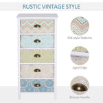 Storage Chest Unit Dresser 5 Drawer Retro Style Wood White Entryway by HOMCOM