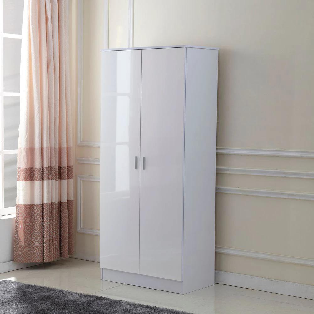 Tall White High Gloss Wardrobes 3 Pc Chest Bedside Table 7 Drawer by HOMCOM