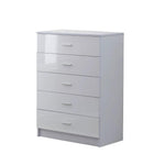 Tall White High Gloss Wardrobes 3 Pc Chest Bedside Table 7 Drawer by HOMCOM