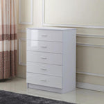 Tall White High Gloss Wardrobes 3 Pc Chest Bedside Table 7 Drawer by HOMCOM