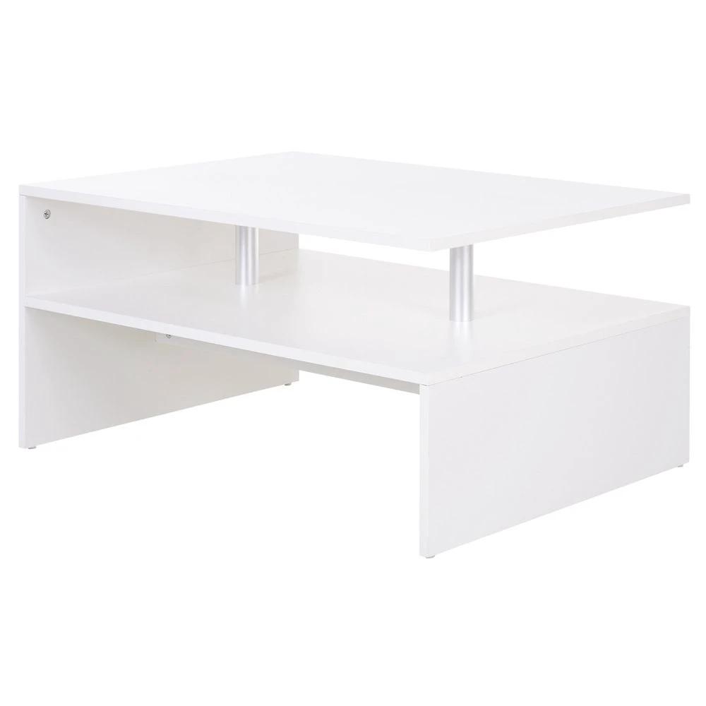 HOMCOM 2-Tier Homcom Coffee Table Side/End Table Modern Rectangular Design White - Coffee Tables Coffee Table