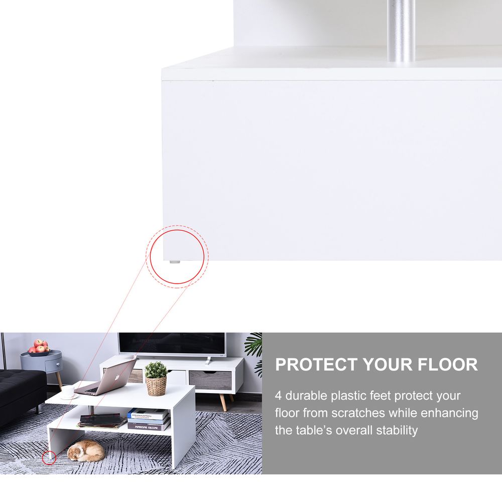 2-Tier Homcom Coffee Table Side/End Table Modern Rectangular Design White - Coffee Table from HOMCOM