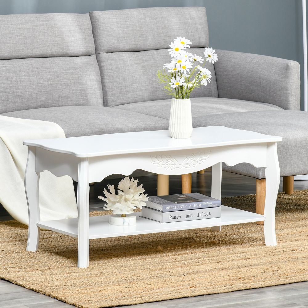 Coffee Table, 94Lx44Wx42H cm-White - Coffee Table from HOMCOM
