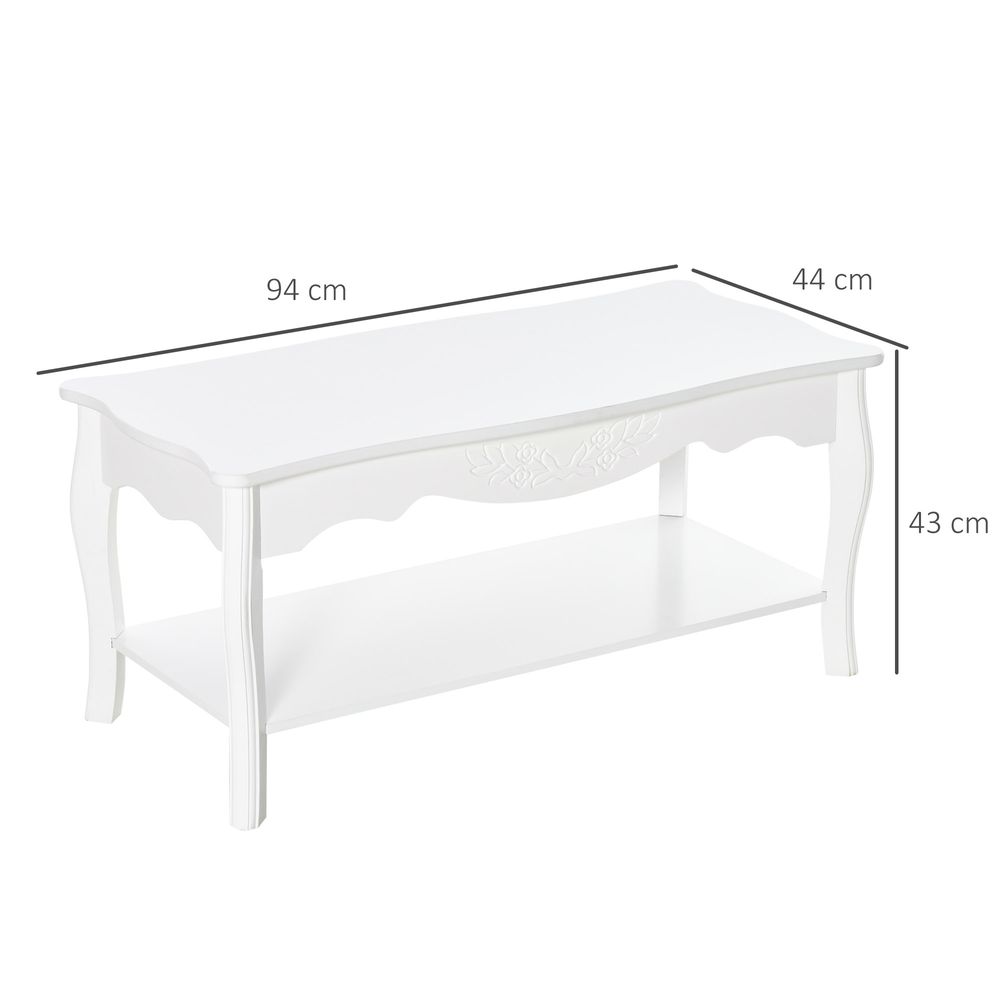 Coffee Table, 94Lx44Wx42H cm-White - Coffee Table from HOMCOM