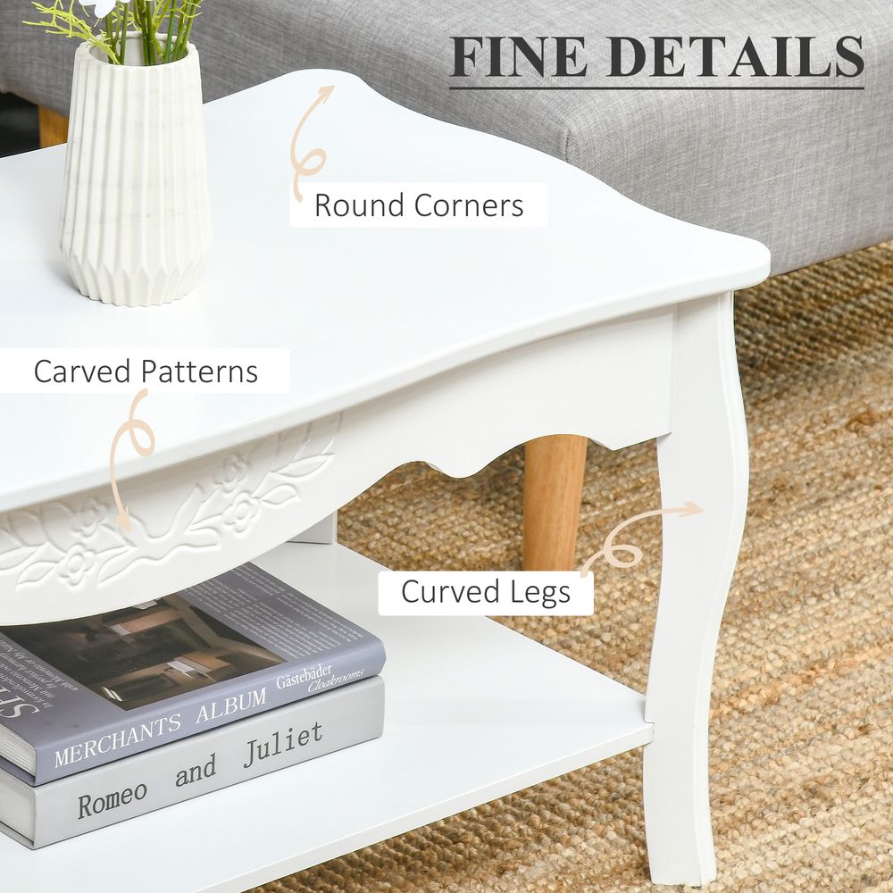 Coffee Table, 94Lx44Wx42H cm-White - Coffee Table from HOMCOM