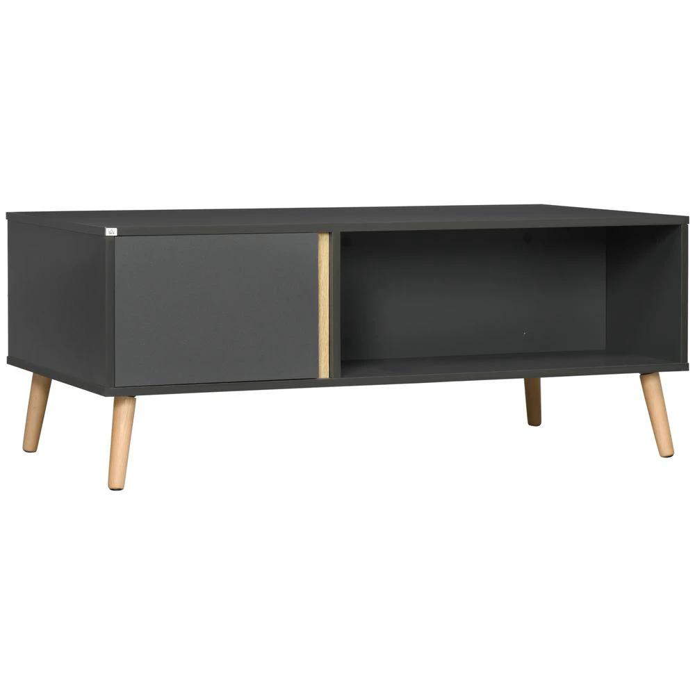 HOMCOM Coffee Table Modern Centre Table with Storage Rectangular Side Table Grey - Coffee Tables Coffee Table