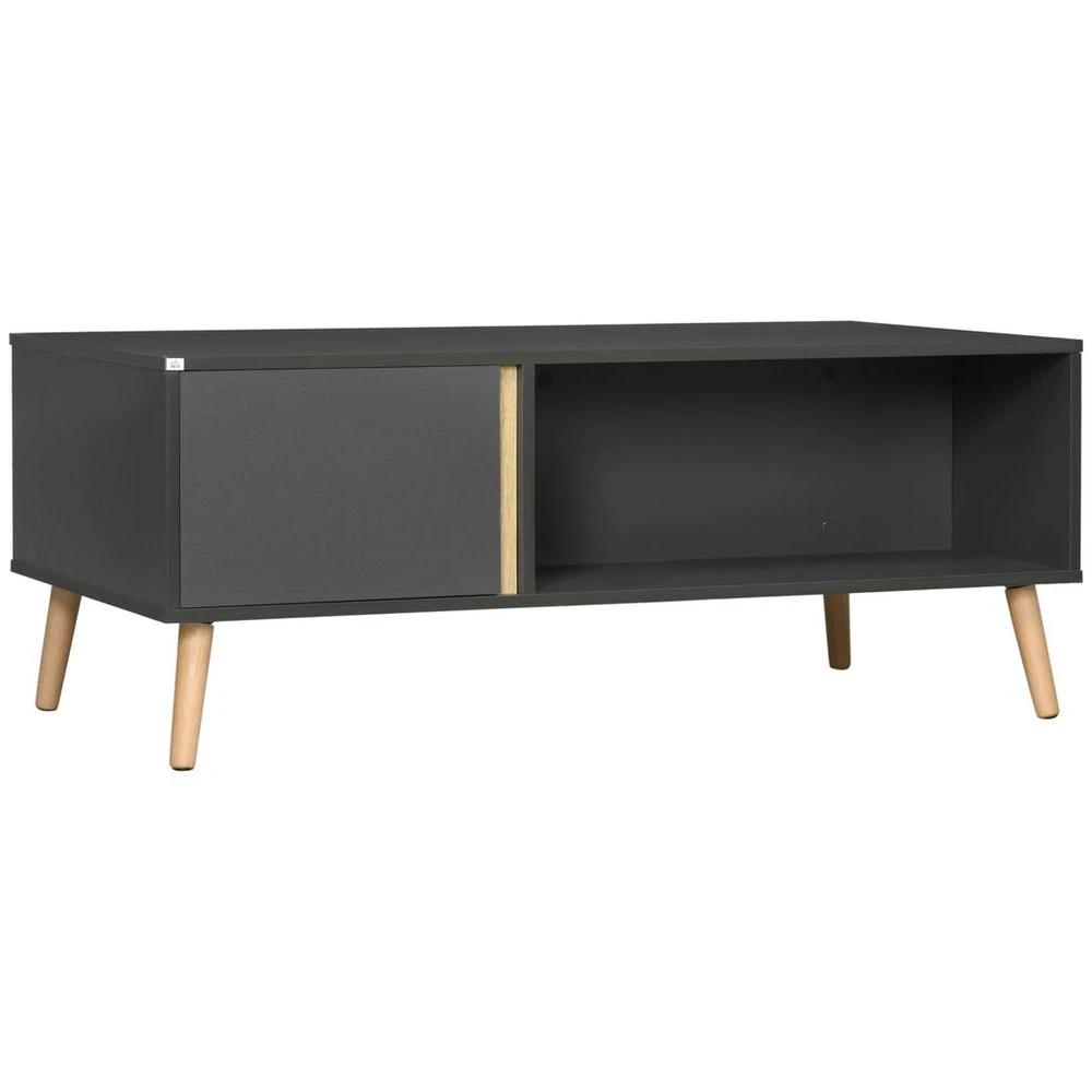HOMCOM Coffee Table Modern Centre Table with Storage Rectangular Side Table Grey - Coffee Tables Coffee Table